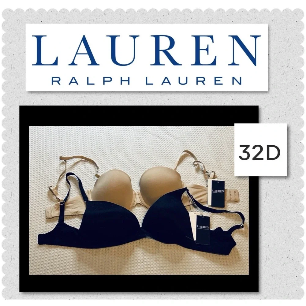 LAUREN RALPH LAUREN Lot Of 2 (NEW) 32D Wireless Full Coverage T-shirt Bras Luxe